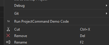 Screenshot of a menu in Visual Studio showing 